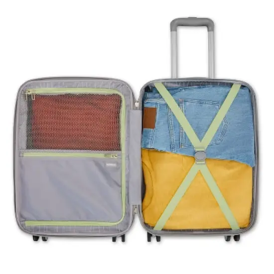 American Tourister Modern Hardside Carry On Spinner Suitcase - Green Palms: Botanical ABS Shell image {7}