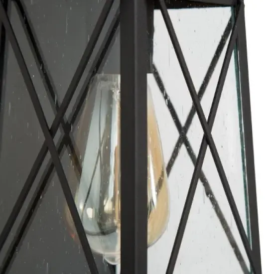 12.5" Metal/Glass "X" Outdoor Wall Lamp Black - LNC image {4}