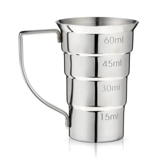 Viski Stepped Jigger With Handle, 4 Measurement Markings, Measuring Cup for Cocktail Recipes, 0.5 oz, 1 oz, 1.5 oz, & 2 oz, Stainless Steel, Silver image {7}