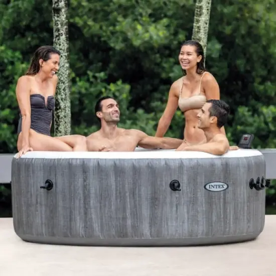 Intex PureSpa Plus 6 Person Portable Inflatable Round Hot Tub Spa with 170 Bubble Jets and Built In Heater Pump image {1}