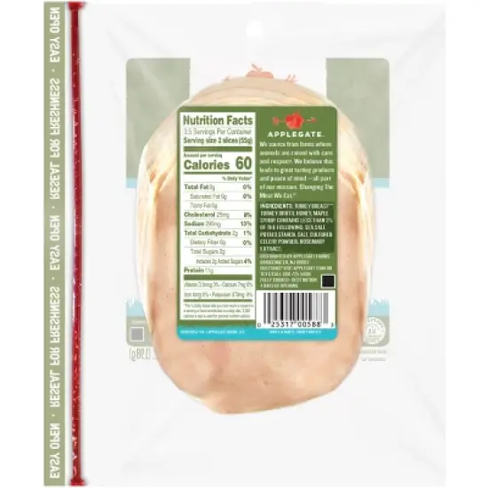 Applegate Natural Honey & Maple Turkey Breast - 7oz image {1}