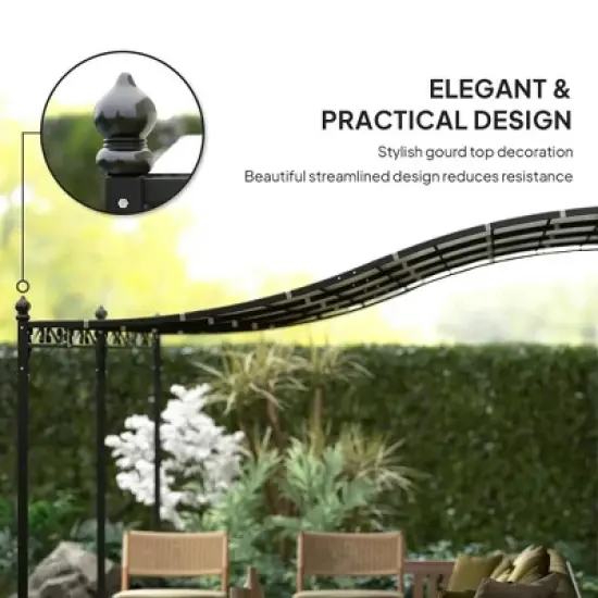 Resenkos Outdoor Garden Gazebo, Sunshade Gazebo Canopy,10' x 16' Wall-Mounted Outdoor Pergola Canopy with Drainage Holes, Cream White image {4}