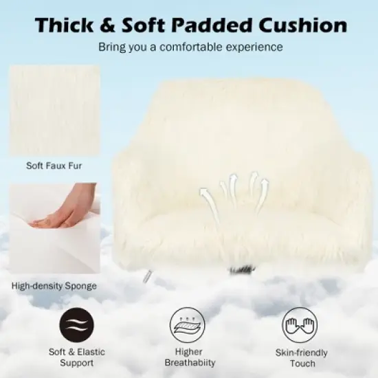 Costway Synthetic Swivel Office Chair Adjustable Task Chair Fluffy Vanity Chair image {4}