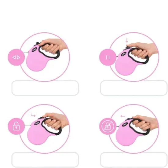 DDOXX 16.4 ft Retractable Medium Dog Leash with Strong Reflective Nylon Strips and Break & Lock System - Pink image {3}