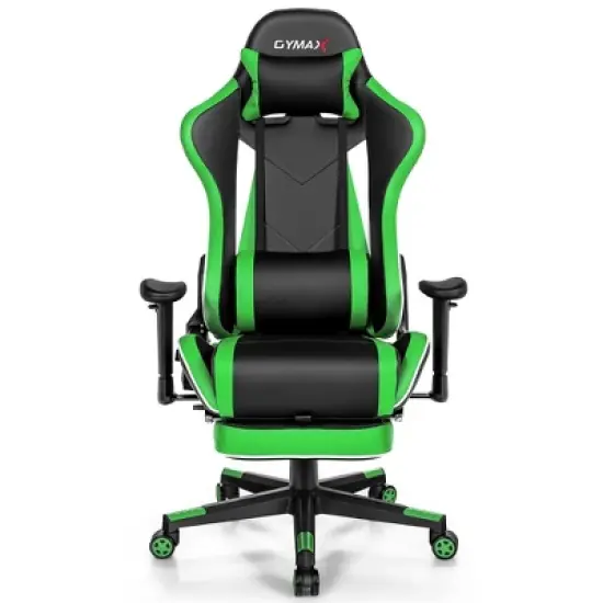 Costway High Back Gaming Chair Adjustable Office Computer Task Chair w/Footrest Green image {9}