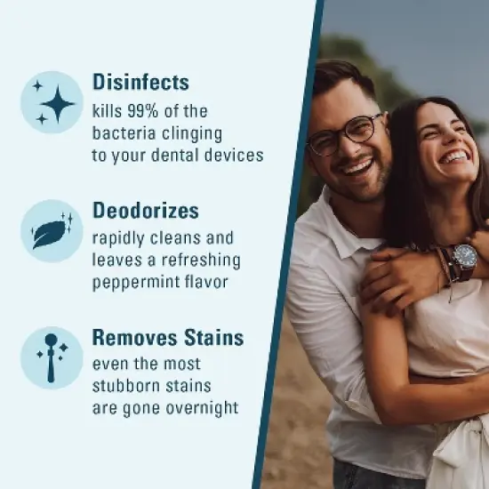 Mint Retainer Cleanser Tablets with Soak Container Kit, Universal Denture Cleaning Tablets, Removes Stains Odor, M3, 92 Tablets & 1 bath case image {6}