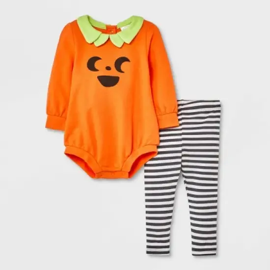 Baby Pumpkin Romper & Bottom Set - Halloween - Cat & Jack&trade; Orange image {4}