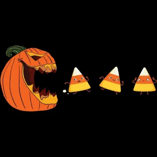 Girl's Design By Humans Halloween Gamer Pumpkin Eating Candy Corn By rawresh6 T-Shirt image {1}