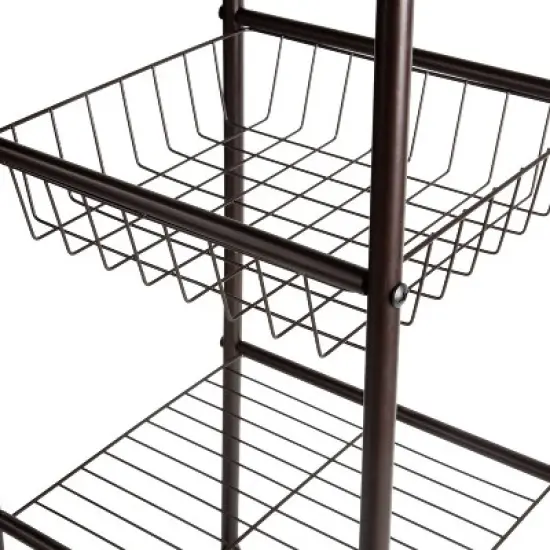 5 Tier Freestanding Bathroom Storage Shelves Brown - Bath Bliss image {4}