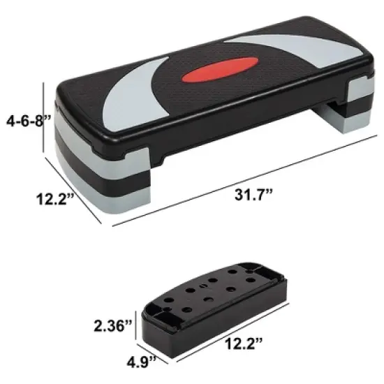 BalanceFrom Fitness Lightweight Portable Adjustable Height Workout Aerobic Stepper Step Platform Trainer with Raisers, Gray/Black image {4}