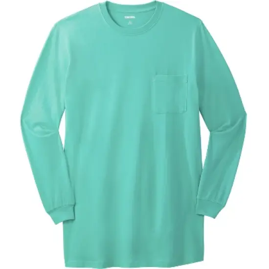 KingSize Men's Big & Tall Shrink-Less&trade; Lightweight Longer-Length Long-Sleeve Crewneck Pocket Tee image {4}