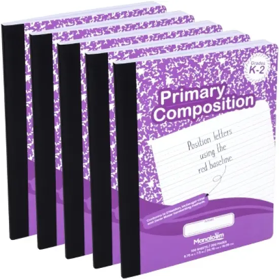 Manaloom Primary Composition Notebook Grades K-2, 100 Sheets - 9.75" x 7.5" - 5 Pack image {8}
