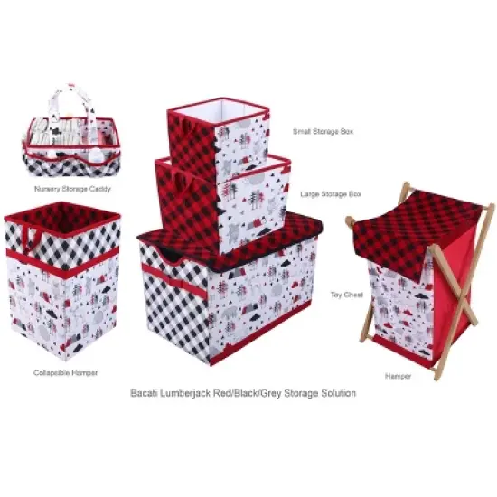 Bacati - Woodlands Red/Black/Gray Collapsible Laundry Hamper image {4}