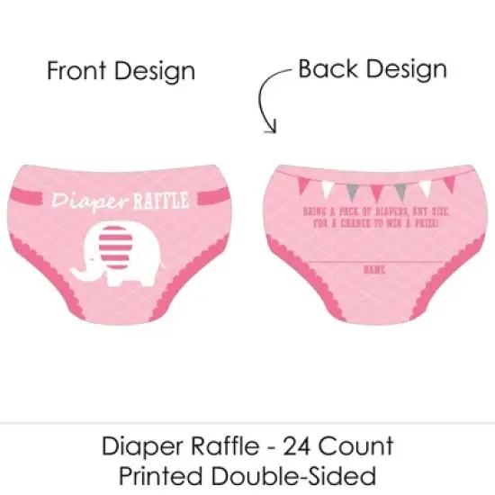 Big Dot of Happiness Pink Elephant - Diaper Shaped Raffle Ticket Inserts - Girl Baby Shower Activities - Diaper Raffle Game - Set of 24 image {1}