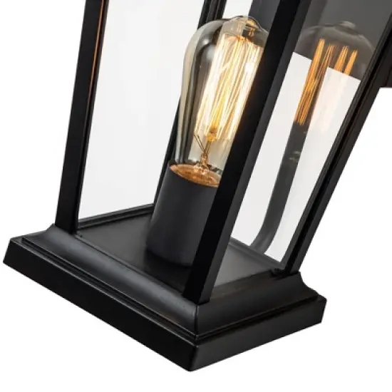 C Cattleya 1-Light Matte Black Dusk to Dawn Outdoor Wall Light with Clear Tempered Glass image {4}