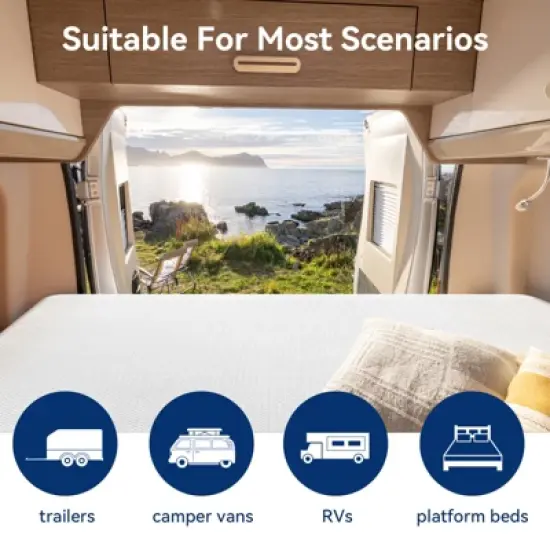 Vipbear 8/10 Inch RV Mattress with Tencel Cover,Premier Cooling Green Tea/Gel Firm Memory Foam Mattresses Support for Back Pain,CertiPUR-US image {3}