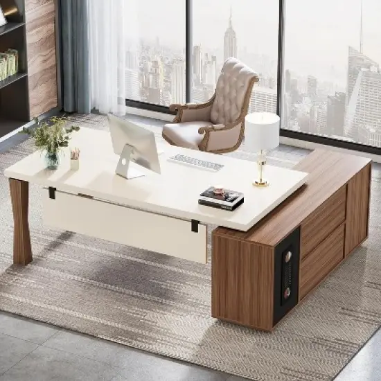 Tribesigns L-Shaped Computer Desk with Cabinet image {4}