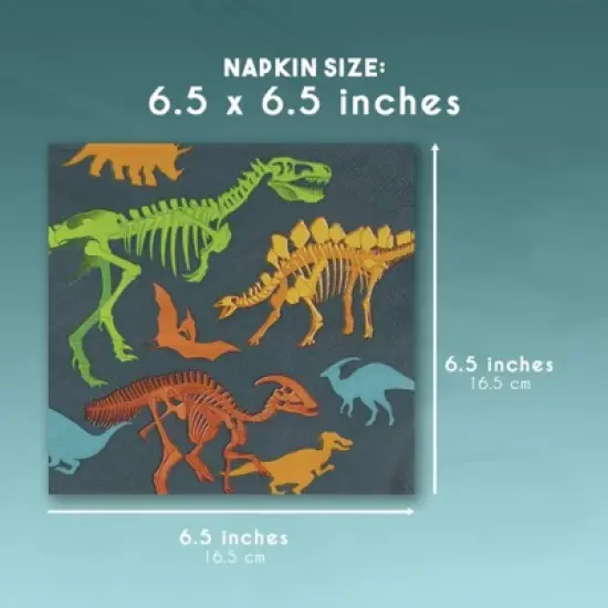 Juvale 100-Pack Gray Disposable Paper Napkins for Dinosaur Party Supplies (6.5 x 6.5 in) image {5}