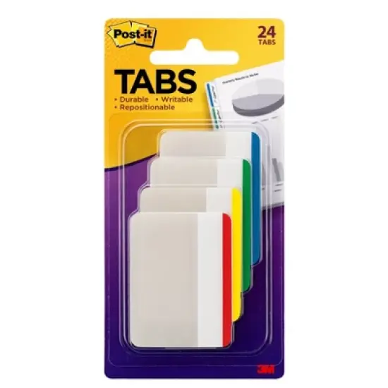 Post-it&reg; Tabs, Assorted Primary Colors, 24 Per Pack, 6 Packs image {1}
