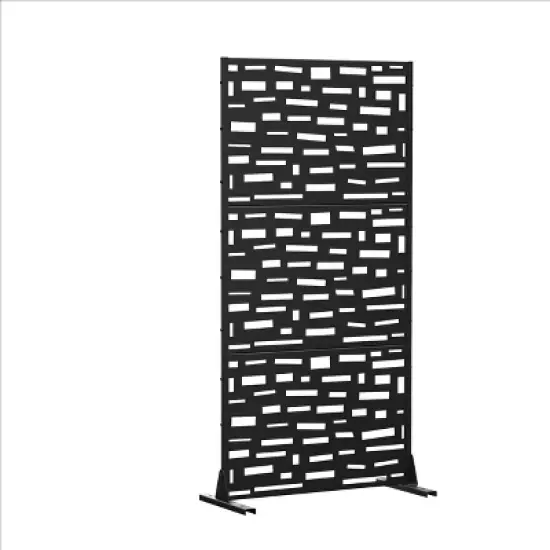 PexFix 72 in. H x 35 in. W Outdoor Metal Privacy Screen Garden Fence Bricks Pattern Wall Applique in Black image {2}