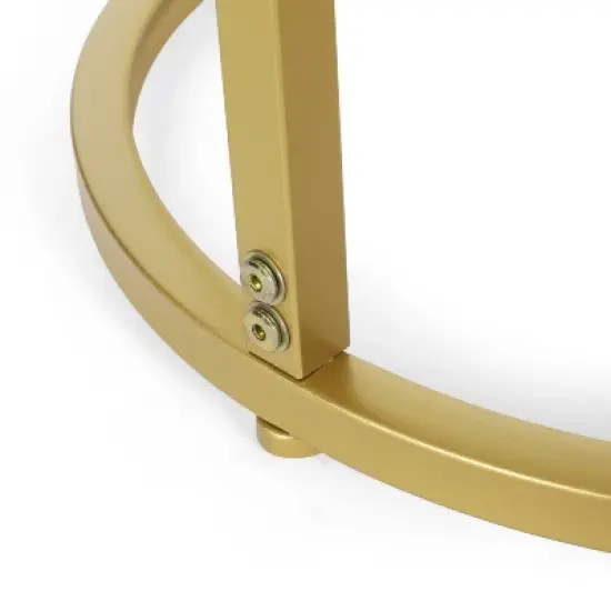 Ingersol Modern Glam C Shaped End Table White/Gold - Christopher Knight Home image {4}
