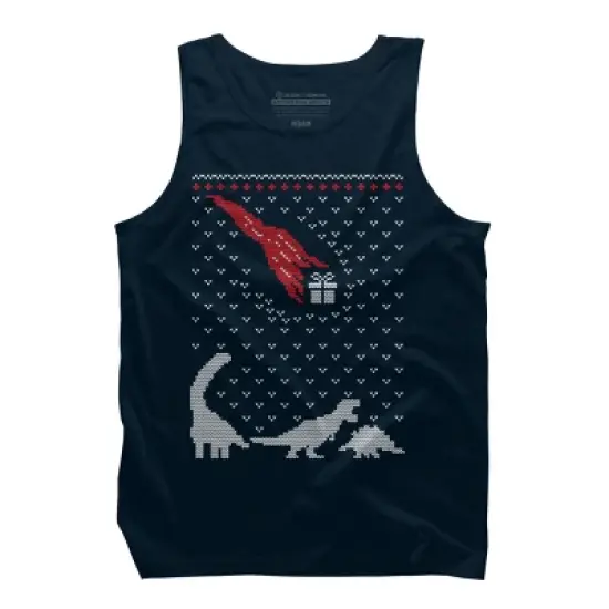 Men's Design By Humans Dinosaur Comet Christmas Sweater By shirtpublic Tank Top image {5}