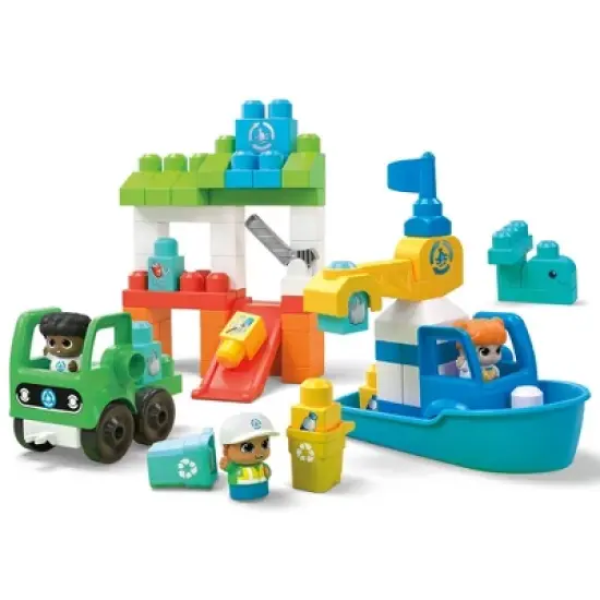 MEGA BLOKS Green Town Ocean Time Clean Up Building Toy Blocks - 70pcs image {5}