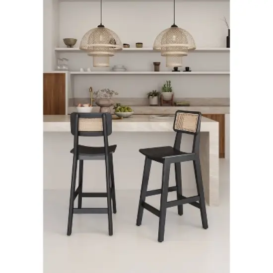 Versailles Wood Counter Height Barstool Black/Natural - Manhattan Comfort image {1}