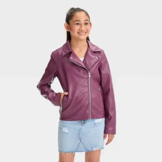 Girls' Faux Leather Moto Jacket - art class&trade; image {4}