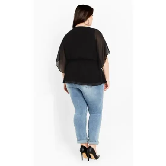 Women's Plus Size Elegant Wrap Top - black | CITY CHIC image {3}