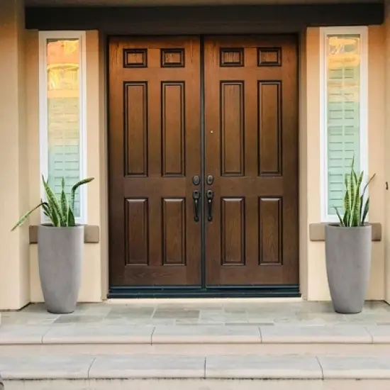 Rosemead Home & Garden 2pc Concrete Outdoor Planter Pots Cement Gray image {1}