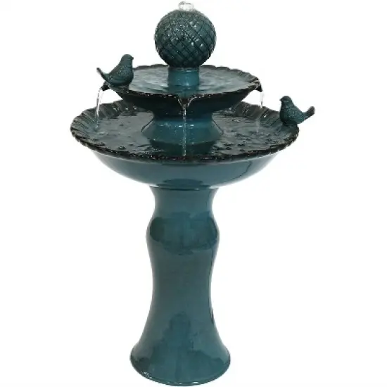 Sunnydaze 27"H Electric Ceramic 2-Tier Resting Birds Outdoor Water Fountain image {16}