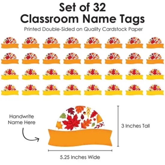Big Dot of Happiness Fall Leaves - DIY Blank Paper Desk or Locker Labels - Classroom Name Tags - Set of 32 image {2}