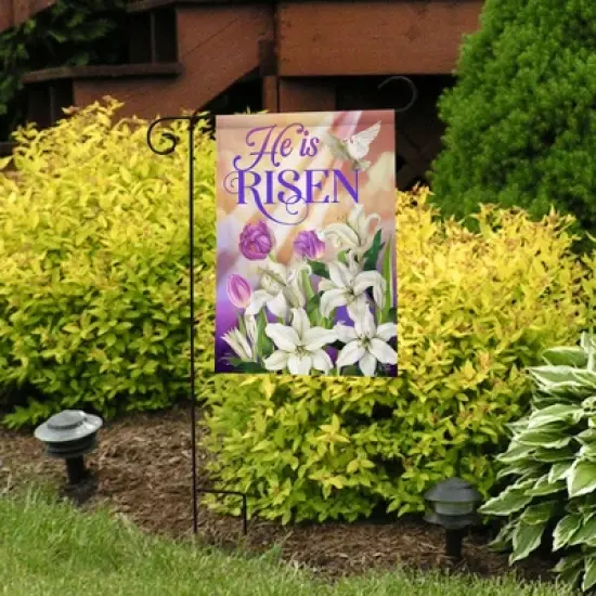 He Is Risen Lillies Easter Garden Flag 18" x 12.5" Briarwood Lane image {3}