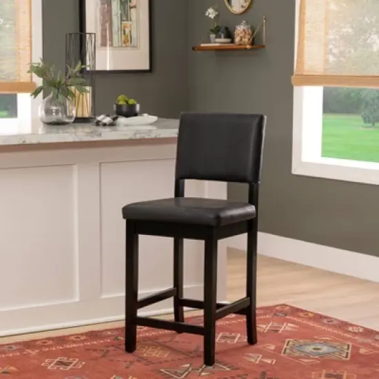 Linon Milano Counter Height Barstool Black image {2}
