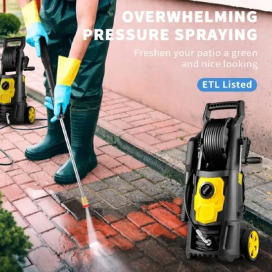 VEVOR Electric Pressure Washer, 2000 PSI, Max 1.65 GPM Power Washer with 30 ft Hose & Reel, 5 Quick Connect Nozzles, Foam Cannon image {2}