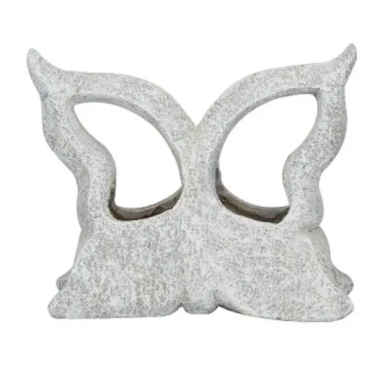 CosmoLiving by Cosmopolitan 18" Wide Traditional Butterfly Rectangular Fiberglass Planter Pot Gray image {2}