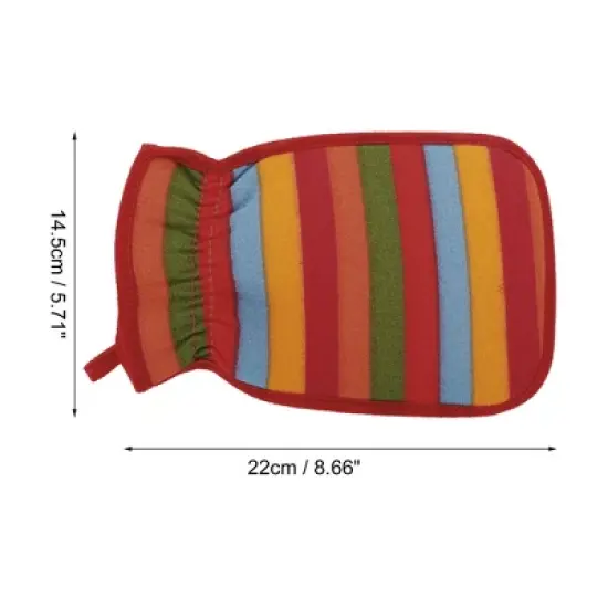 Unique Bargains Rainbow Stripes Shower Gloves for Bathroom 8.66"x5.71" Red 1 Pc image {1}