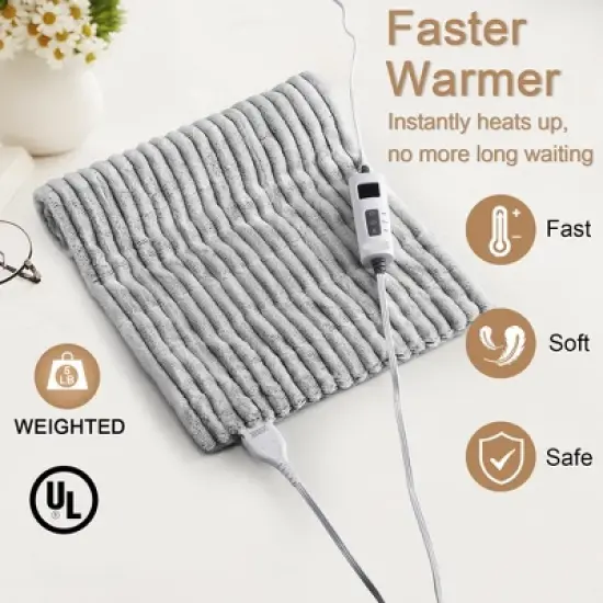 5.8 Lb Weighted Heating Pad, 33x 17 Electric Heating Pad for Back Pain Relief with 6 Heat Settings image {3}