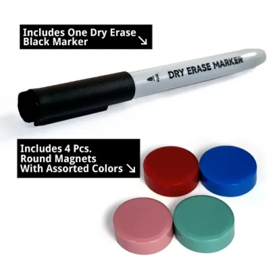 Azar Displays Floating Whiteboard with Standoff Caps, Assorted Magnets and Marker Kit image {4}