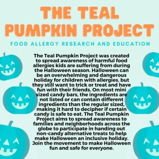 Teal Pumpkin Halloween Trick or Treat Bucket 8.5 in (1 Pack)- Friendly Candy Pail Accessory and Party Decoration Supplies, Haunted House Plastic Bowl image {4}