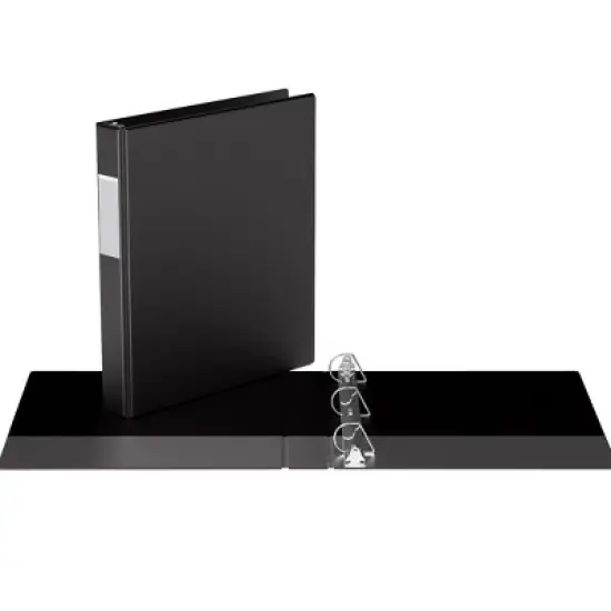 Davis Group 6pk 1" Premium Economy Round Ring Binders Black: Hard Cover, 225 Sheet Capacity, 2 Pockets, Polypropylene image {1}