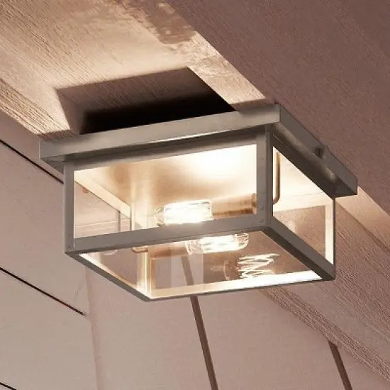 Urban Ambiance Luxury Modern Farmhouse Outdoor Ceiling,  5-1/2"H x 12-3/8"W,  Stainless Steel Finish, UHP1133 image {8}