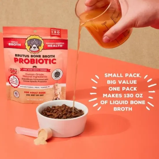 Brutus Bone Broth Probiotic Pork Flavor Bone Broth Dog Vitamins and Supplements - 3.5oz image {5}