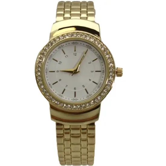 OLIVIA PRATT TEXTURED AND RHINESTONE DETAL BANGLE WATCH image {5}
