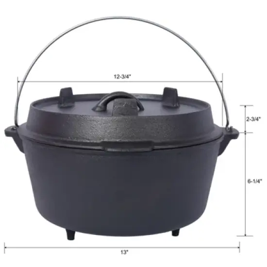 SEVOBAL Grill Cookware Outdoor Camping Pot with Skillet Lid for Group Cooking and Campfire Use Area, Black, 13"*13"*9.2" image {2}