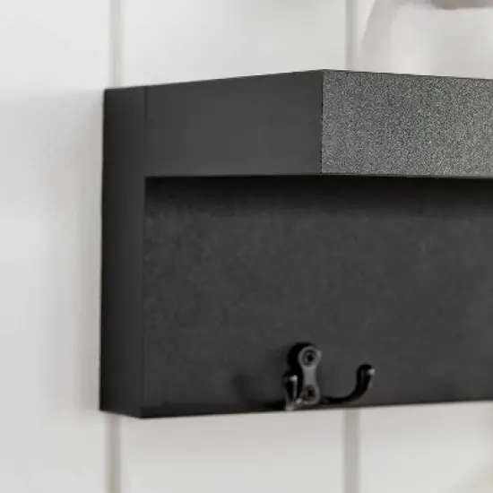 25.6" x 5.75 Wall Mounted Entryway Coat Rack with Decorative Ledge Shelf and Hooks Black - Danya B. image {7}