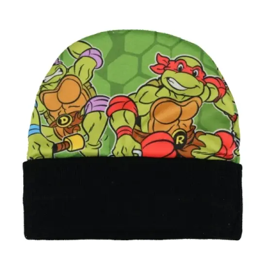Teenage Mutant Ninja Turtles Cuffed Beanie Leonardo Raphael Michelangelo Donatello Upper Fleece TMNT Cap Knit Hat Multicolored image {4}