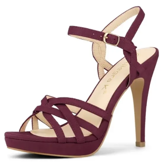 Allegra K Women's Strappy Platform Heels Stiletto Heel Sandals image {11}