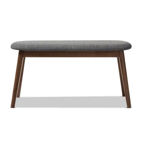 Baxton Studio Easton Mid Century Modern Walnut Finished Wood Fabric Upholstered Bench image {1}